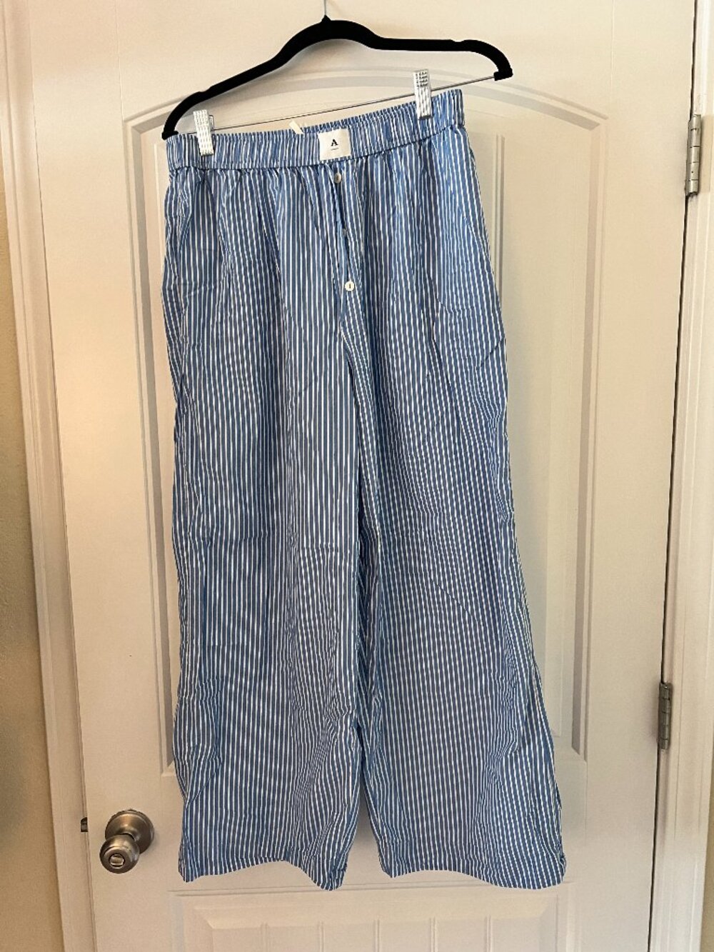 Anthropologie The Wren Boxer Pants Womens M Blue White‎ Striped Wide Leg Cotton